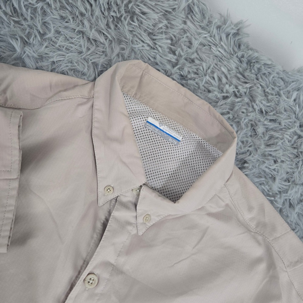 Columbia PFG Fishing Shirt Men XL Tan Excellent Long Sleeve Ventilated